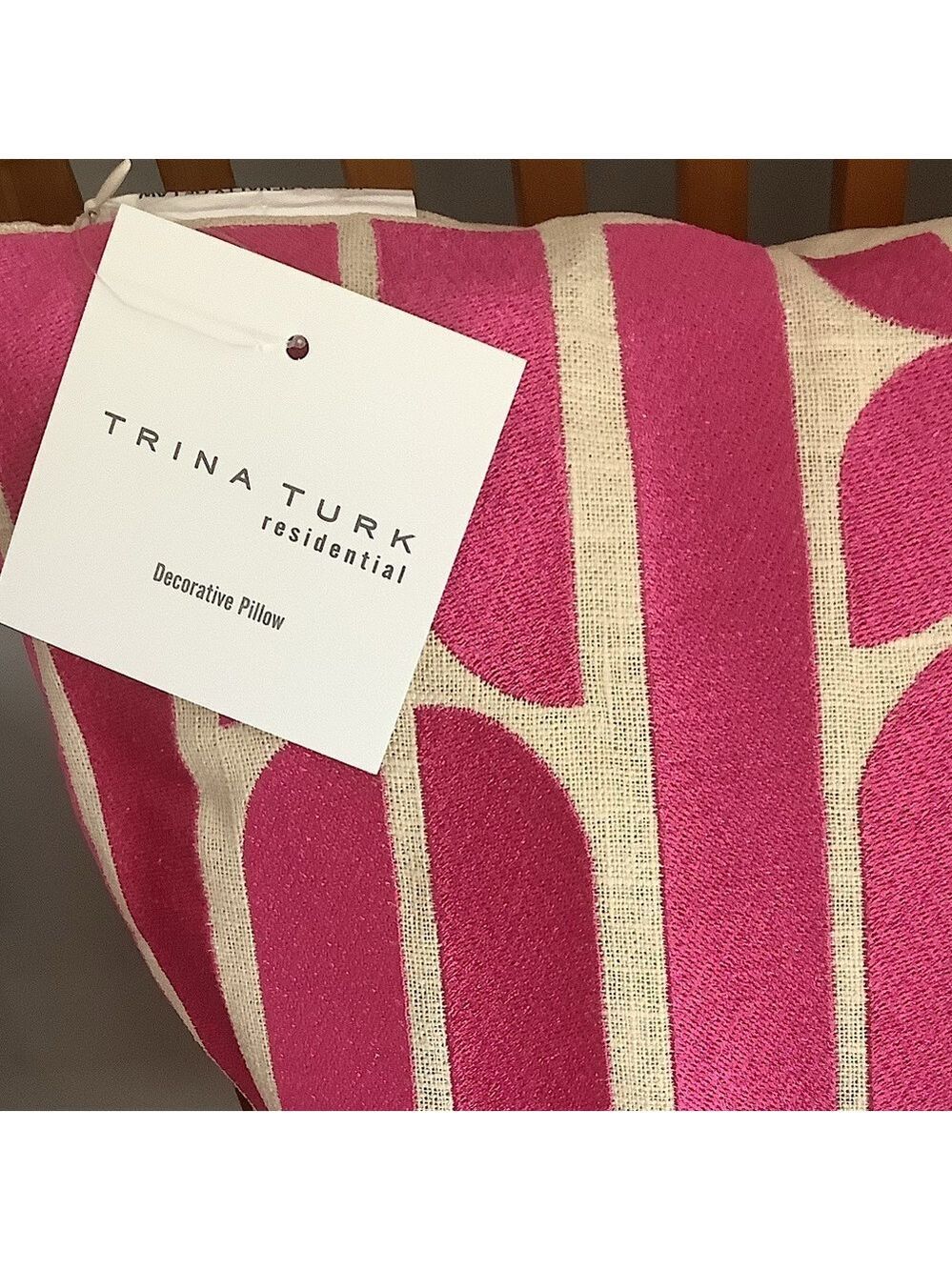 Trina Turk Palmdale Pink Embroidered Pillow New - Picture 3 of 5